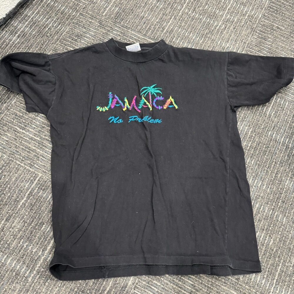 Vintage Magic Tees Jamaica No Problem T-Shirt Mens Size L Black Single Stitch